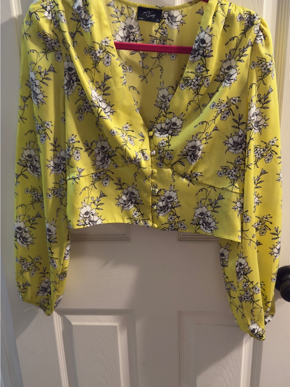 Yellow Floral V-Neck Cropped Blouse by Madewell